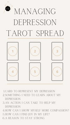 an info sheet with instructions for how to use the tarot spread