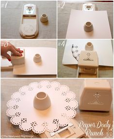 instructions to make a paper doily punch holder