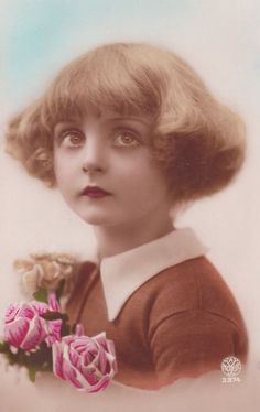 vintage postcard, 1920s, little girl with bobbed hair 1920's Hair, Childrens Hairstyles, Bobbed Hair, Art Thoughts, Roaring 1920s, Blonde Bob Haircut, 1920s Hair, Mom Cut