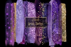 purple and gold glittered paper with the words bridal stories on it