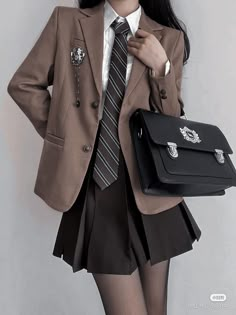 girl uniforms School Uniform Fashion Aesthetic, Sparrow Academy Uniform, Student Uniform Aesthetic, Korean Uniform Aesthetic, Korean Student Uniform, Yansim Redesign, School Uniform Aesthetic Girl, Journalist Aesthetic Outfit