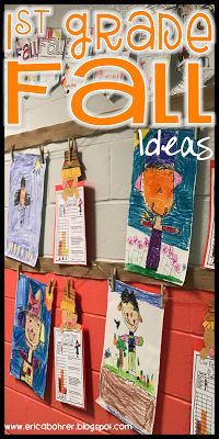 a bulletin board with pictures on it and the words 1st grade fall ideas written below