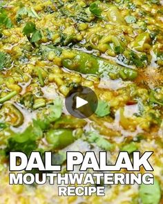 dali palak with green beans and spinach in a pan