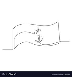 a line drawing of a flag with a dollar sign on it