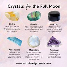 Full Moon Crystals, Spiritual Rocks, Energy Stones Crystal Healing, Zodiac Magic, Energy Magic, Healing The Mind, Crystal Identification, Magic Energy, Crystals Bracelets