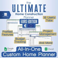 the ultimate home construction planner with all - in - one project tracking and custom home planner