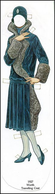 a drawing of a woman in a blue dress and hat with her hands on her hips