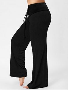 GET $50 NOW | Join RoseGal: Get YOUR $50 NOW!https://m.rosegal.com/plus-size-bottoms/lace-up-plus-size-two-tone-1314023.html?seid=10542962rg1314023 Loose Trousers Women, Black Palazzo Pants, Printed Pants Style, Striped Pant, Dance Pants, Lace Pants, Fashion Plus Size, Plus Size Pants, Trendy Plus Size