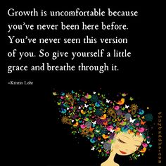 a woman with butterflies on her head and the words growth is uncomfortableable because you've