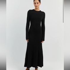 Bnwt Dissh Stevie Maxi Dress. Size Xs-Black Caramel Dress, Athena Dresses, Crochet Maxi Dress, Ribbed Knit Dress, Maxi Shirt Dress, Backless Maxi Dresses, Tie Dye Dress, Halter Maxi Dresses, Black Long Sleeve Dress