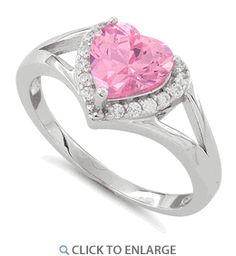 Sterling Silver Heart Shape Pink CZ Ring Sailor Moon Engagement Ring, Rare Engagement Rings, Pink Diamonds, Topaz Necklace, Stone Setting, Cz Ring, Sterling Silver Heart, Pretty Jewellery, Heart Jewelry