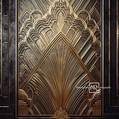 an art deco design with gold and black