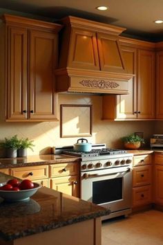 a kitchen with an oven, dishwasher, sink and cabinets that are light brown