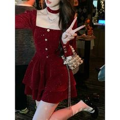 S Bust 80cm Shoulder 32cm Length 77cm Waist 60cm Sleeve 63cm M Bust 84cm Shoulder 33cm Length 78cm Waist 64cm Sleeve 64cm L Bust 88cm Shoulder 34cm Length 79cm Waist 68cm Sleeve 65cm XL Bust 92cm Shoulder 35cm Length 80cm Waist 72cm Sleeve 66cm Elegant Dress Size Information Size S - Weight: 40 kg - 45 kg Size M - Weight: 45 kg - 50 kg Size L - Weight: 50 kg - 55 kg Size XL - Weight: 55kg - 60 kg Elegant Velvet Dress, Girls Red Velvet Dress, Womens Velvet Dresses, Vintage Mini Dresses, Red Velvet Dress, Y2k Dress, Christmas Party Dress, Mini Dress Party, Elegant Dress