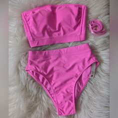 Nwot, Never Worn And No Flaws Neon Pink Top - Xs, Bandeau Style.Optional Straps Available With Loops Available. Breast Padding Intact. Bottom - Xs, High Leg And Waisted. Liner Still On Sold As A Set Neon Pink Tops, Pink Top, High Leg, Swim Suit, Pink Tops, Neon Pink, Womens Swim, Hot Pink, Two Piece