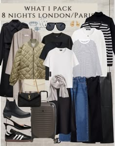 What I pack for London/Paris 8 nights 9 days. Travel outfits. Fall outfit, fall Fashion, boots. "Style is not just about what you wear, but how you wear it. Confidence is the ultimate accessory that elevates any outfit from ordinary to extraordinary." - Lindsey Denver Travel outfit, Vacation attire, Stylish travel clothes, Trendy travel outfits, Airport fashion, Summer travel outfits, Travel wardrobe, Jetsetter style, Adventure attire, Explore-ready outfits, Travel capsule wardrobe, Wanderlu Packing For Fall Travel, London Tourist Outfit Winter, London Travel Capsule Wardrobe, Two Week Travel Capsule Wardrobe, Cold Travel Outfit, London Winter Capsule Wardrobe, Travel London Outfit, London Travel Winter Capsule Wardrobe, Europe Travel Outfits Spring Paris Capsule Wardrobe