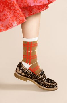 A plaid pattern gets softness from bouclé details that enhance the coziness of these cotton-blend socks. Cotton/nylon/polyester/spandex Machine wash, tumble dry Imported Plaid Shoes, Clogs Heels, Special Occasion Outfits, Denim Shoes, Scarf Men, Mens Skin Care, Sneaker Heels, Basel, Shoes Booties