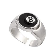 PRICES MAY VARY. Cool 8 Ball Ring - Cool rings for men women pool player billiards lover, adjustable designed with the billiard 8 ball rings means lucky and victory High Quality Ring - Made of Zinc alloy metal, chunky rings, very sturdy Wearing Occasions - Wear this ring you will feel more confident and cool when you play pool with your friends, it may bring you luck and victory Great Gift Choice - This 8 ball y2k rings will be a great gift for pool player, billiards lover, especially those who Billiard Ball, Cool Rings For Men, Gear Ring, Y2k Rings, Rings Metal, Rock Jewelry, Rings Fashion, Number 8