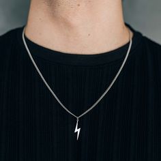 Silver Lightning Bolt Pendant Necklace For Men or Women - Necklace - Boutique Wear RENN Lightning Bolt Necklace, Necklace For Men, Harry Potter Fan, Lightning Bolt, Ladies Boutique, Men Necklace, Chain Lengths, Chain Length, Body Types