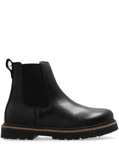 black leather panelled design debossed logo to the side elasticated side panels slip-on style pull-tab at the heel ankle-length ridged rubber sole round toe Leather Boots Black, Debossed Logo, Chanel 2, Iconic Bags, Summer Beach Wear, Flat Boots, Ballet Flat Shoes, Pump Sandals, Ski Wear