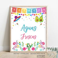 this is an image of a poster with the words aqua's fresas