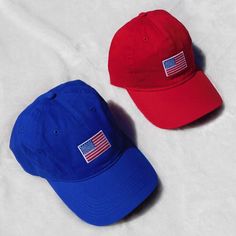 Red or blue? The popular American Flag dad hat now comes in red and royal blue! These hats are amazing and perfect for keeping the sun out of your eyes on #july4th