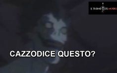 a man with black hair and white face is shown in the dark text that reads cazodice questo?