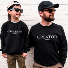 Dad and son matching custom outfits creator and creation gift for husband matching hoodie set for family sweatshirt father and son gift set 𝐃𝐄𝐓𝐀𝐈𝐋𝐒 💪🏼Crewneck sweatshirt 💪🏼Printed design 💪🏼Customizable  💪🏼Order one design at a time 💪🏼6 Different colors 💪🏼60% polyester and 40% cotton 𝐇𝐎𝐖 𝐓𝐎 𝐎𝐑𝐃𝐄𝐑 1. Select size and colour 2. Add to basket 3. Fill your information correctly. 4. Confirm the order. 𝐘𝐎𝐔 𝐌𝐈𝐆𝐓𝐇 𝐀𝐋𝐒𝐎 𝐋𝐈𝐊𝐄 𝐌𝐚𝐭𝐜𝐡𝐢𝐧𝐠 𝐦𝐨𝐦 𝐬𝐰𝐞𝐚𝐭𝐬? Customizable Long Sleeve Sweatshirt For Father's Day, Customizable Family Matching Cotton Sweatshirt, Personalized Black Crew Neck Sweatshirt, Family Matching Black Sweatshirt For Winter, Family Matching Black Winter Sweatshirt, Father Son Matching Outfits, Mom And Son Outfits, Matching Ideas, Son Clothes