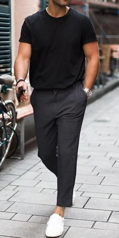 Minimalist Moda, Outfits To Try, Mens Business Casual Outfits, Minimalist Fashion Men, Mens Casual Outfits Summer, Men Fashion Casual Shirts, Stylish Men Casual, Street Style Outfits Men