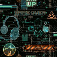 an image of a game over poster with headphones on it's back cover