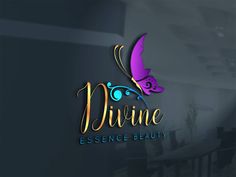 the logo for divine essence beauty, which is designed to look like a butterfly