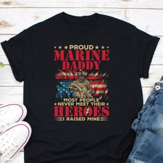 Proud Marine Daddy Shirt, Marine Father Shirt, Marine Veteran Shirt, Navy Dad Shirt, Gift For Marine Dad, Marine Military Dad, USA Navy Dad Ordering Process for our valued customers ~ Please follow all steps to place an order. ~ Please select the hoodie type and size. ~ Please select color of the hoodie from drop down options. ~ If you want to purchase more than 1 , add current item to your cart and then you can click back, add more items for each product. ~ Once all your desired items , you can Marine Military, Usa Navy, Marine Veteran, Military Marines, Father Shirts, Dad To Be Shirts, Graphic Tees, Adult Outfits, Tops & Tees