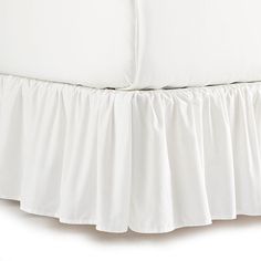 white bedding with ruffled edges and pillows