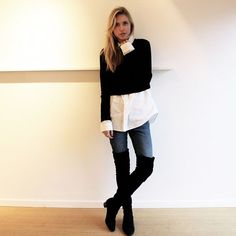 5 soluções fashion para não morrer de frio no escritório! Over The Knee Boot Outfit, Celebrity Hair Colors, Bota Over, Knee Boots Outfit, Boating Outfit, Otk Boots, Knee Boot