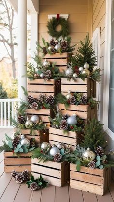 a christmas tree made out of wooden crates