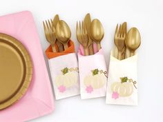 Pumpkin Party Cutlery Bag Set - Stesha Party Pumpkin Party Decor, Party Cutlery, Pumpkin Birthday Parties, Dinosaur Party Supplies, Pumpkin Cups