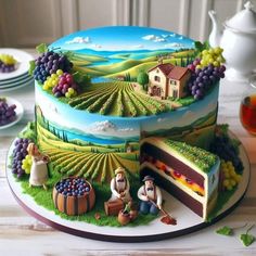 there is a cake with grapes on it