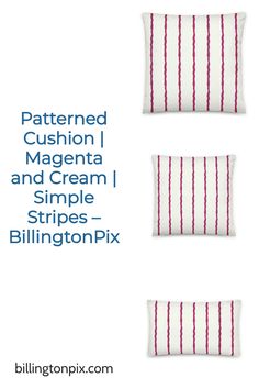 three pillows with red and white stripes on them