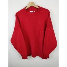 Used condition please check dimensions before buy. Pit to Pit:24.5 Sleeve:19 Length:24 E695 Vintage Knit Sweater, Sweater Streetwear, Red Knit Sweater, Pocket Sweater, Gift Inspo, Red Sweater, Vintage Knitting, Red Sweaters, Sweater Outfits