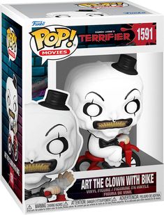 the pop vinyl figure has been designed to look like an evil clown