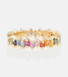 Suzanne Kalan - Rainbow 18kt gold ring with sapphires | Mytheresa Sapphire Eternity Ring, Rainbow Ring, The Bling Ring, Rainbow Sapphires, Suzanne Kalan, Rainbow Rings, Diamonds And Gold, Sapphire Jewelry, Dream Jewelry