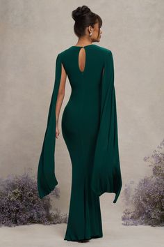 Divine Timing Bottle Green Maternity Maxi Dress With Cape Sleeves – Club L London - USA Dark Green Evening Dress For Gala, Dark Green Gala Evening Dress, Dark Green Floor-length Evening Dress For Formal Occasions, Green Long Evening Dress For Formal Occasions, Formal Long Green Evening Dress, Elegant Dark Green Floor-length Gown, Green Chiffon Maxi Dress For Formal Occasions, Green Maxi Length Evening Dress For Gala, Green Maxi Evening Dress For Gala