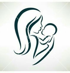 a mother holding her baby in her arms, logo or icon for a beauty salon