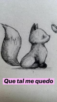 a pencil drawing of a fox sitting on the ground with a leaf in it's mouth