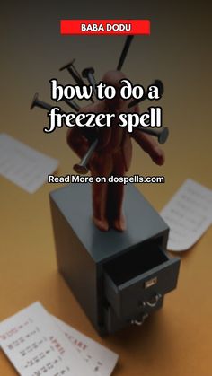 an image of a fake hand holding a hammer on top of a box with the words how to do a freezer spell