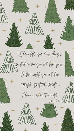 a christmas card with green trees and the words, i want to put together there