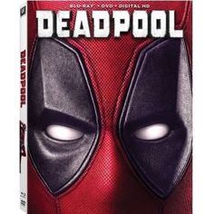 the poster for deadpool is shown in black and red