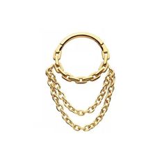 PRICES MAY VARY. STYLE: Chain Link with Double Dangling Chains Hinged Segment Ring MATERIAL: 316L stainless steel GAUGE/BAR THICKNESS: 16GA (1.2mm) DIAMETER LENGTH: 8mm (5/16") Body Jewelry Piercing, Ring Gold, Steel Chain, Stainless Steel Chain, Piercing Jewelry, Body Jewelry, Chain Link, Hinges, Gold Rings