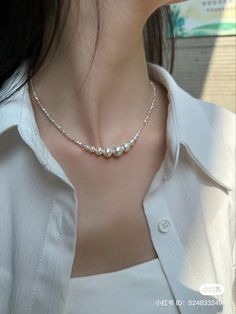 Pearl Accessories Aesthetic, Elegant Necklaces Classy, Pearl Jewelry Aesthetic, Pearl Necklace Aesthetic, Make Outfits, Make Necklaces, Chunky Chain Necklaces