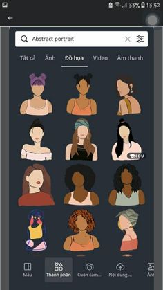 an iphone screen showing different types of women's avatars and their name on them